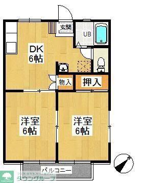 パナハイツ狭山(2DK/1階)の間取り写真