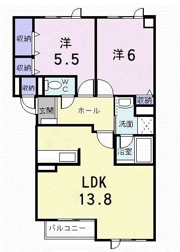 ベネフィットマーシュ(2LDK/2階)の間取り写真