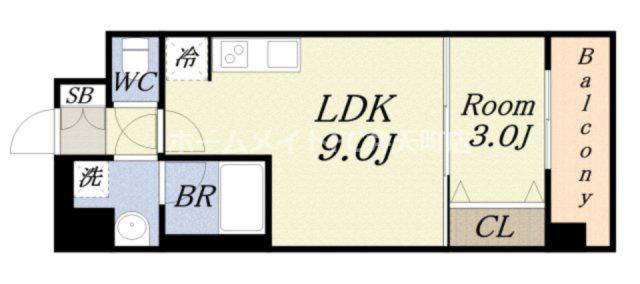 スプランディッド弁天町ウエスト(1LDK/4階)の間取り写真
