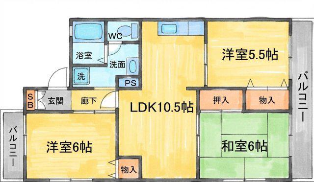 サニーハウス(3LDK/1階)の間取り写真