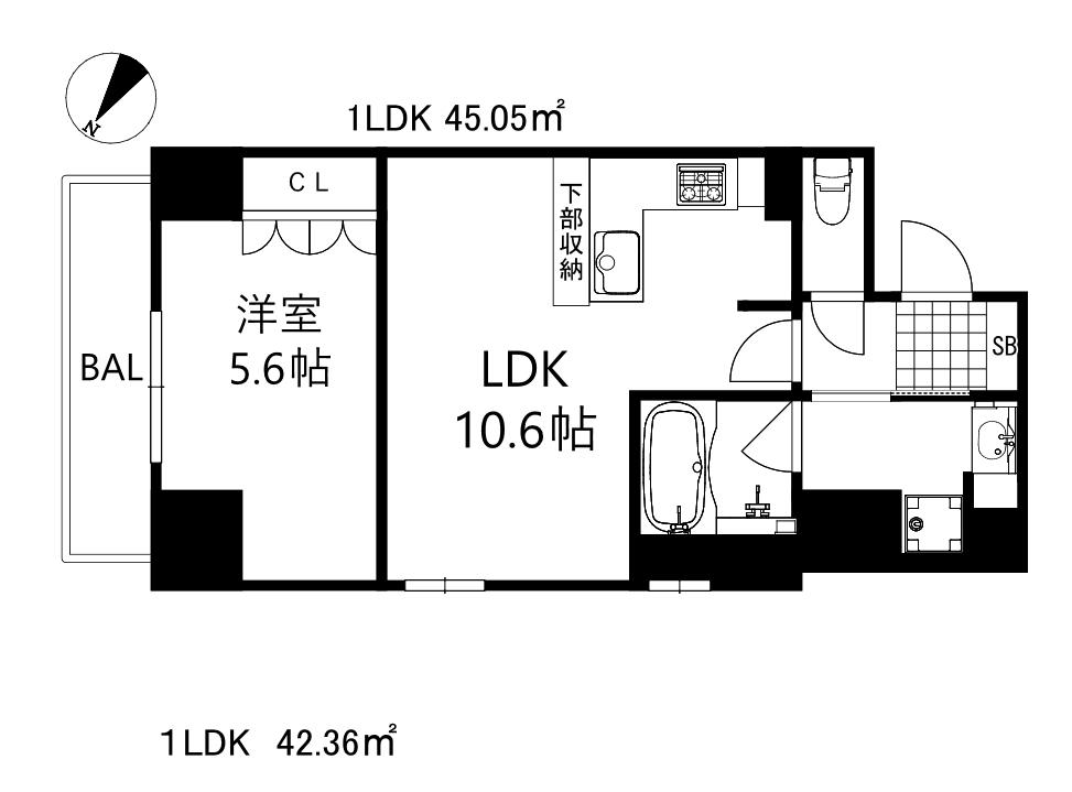リーガル神戸三宮2(1LDK/9階)の間取り写真