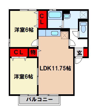 ラフィーヌ(2LDK/2階)の間取り写真