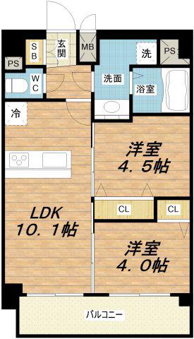 プレサンス野江内代ペルティエ(2LDK/13階)の間取り写真