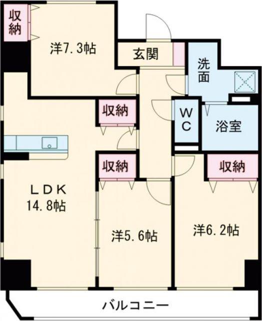 アマルフィーノ(3LDK/5階)の間取り写真