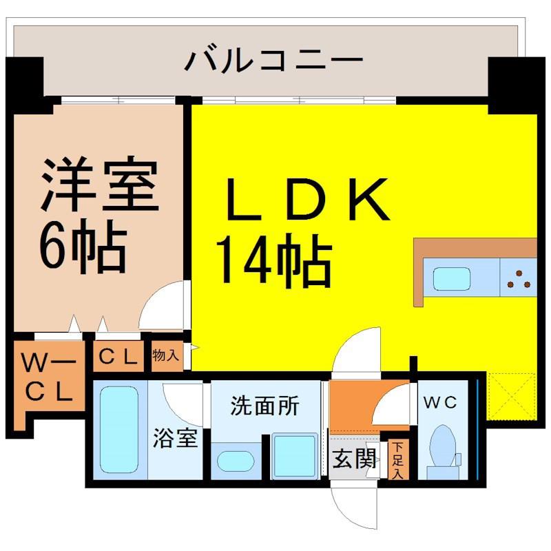 ファーストレジデンス栄(1LDK/6階)の間取り写真