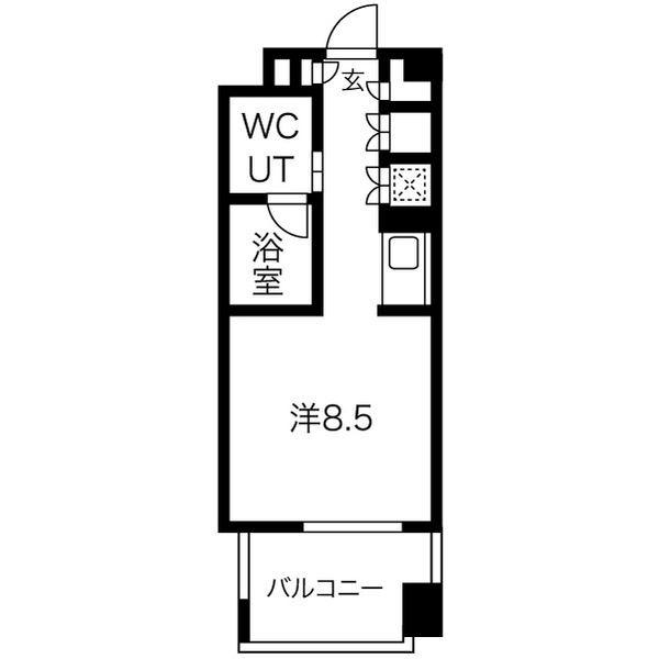 白川公園パークマンション(1K/2階)の間取り写真