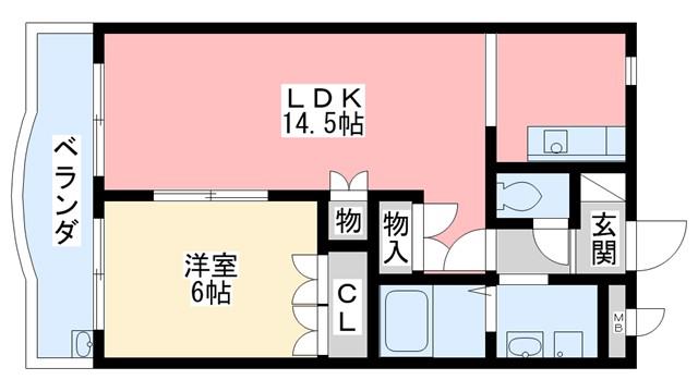 ルミナスハイムIV(1LDK/2階)の間取り写真