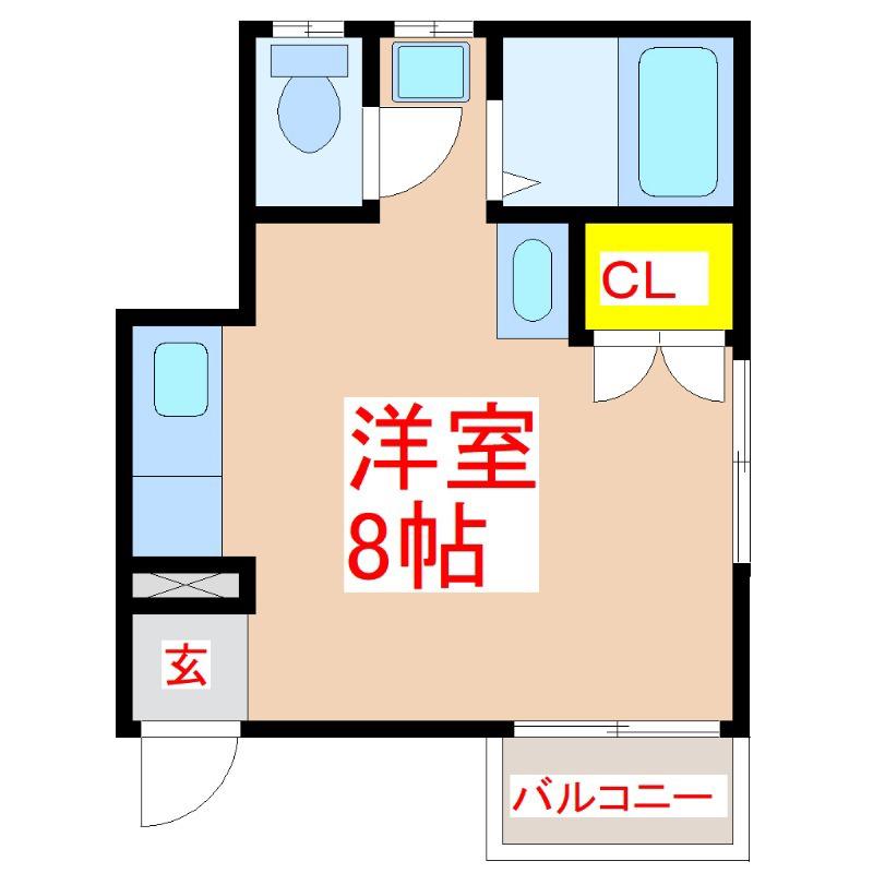 アモールF(ワンルーム/2階)の間取り写真