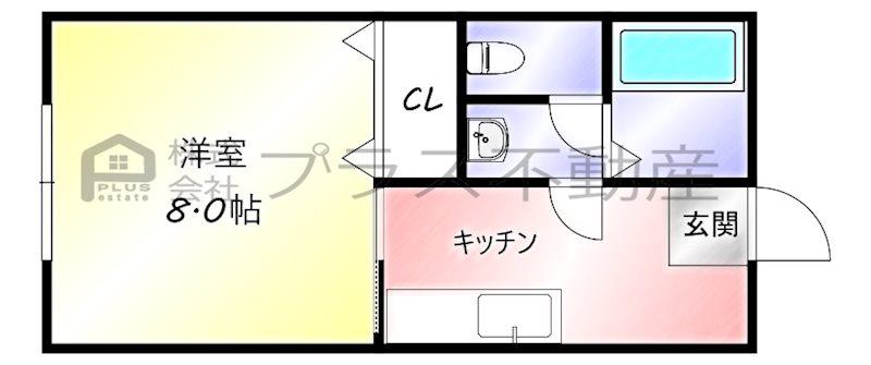 コーポあおい(1DK/2階)の間取り写真