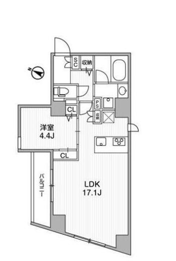 GRANDUO下北沢(1LDK/5階)の間取り写真