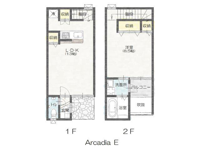 ARCADIA(1LDK/1階)の間取り写真