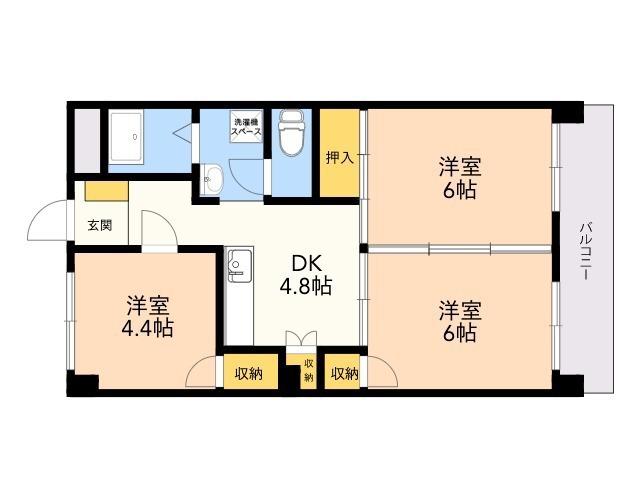和白宮前ビル(3DK/5階)の間取り写真