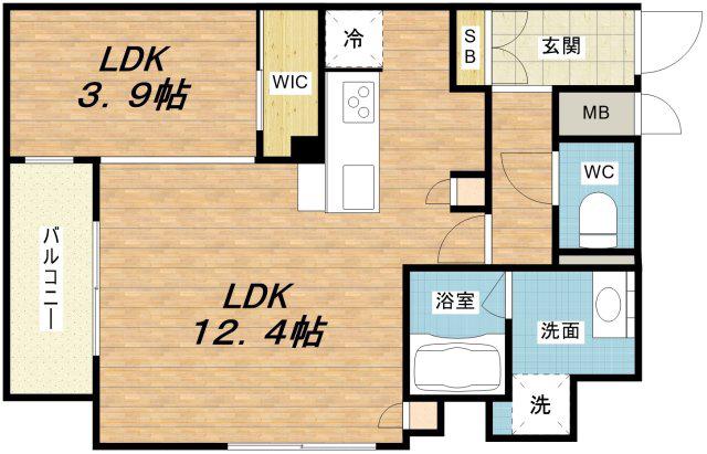 DIMORA靭公園(1LDK/8階)の間取り写真