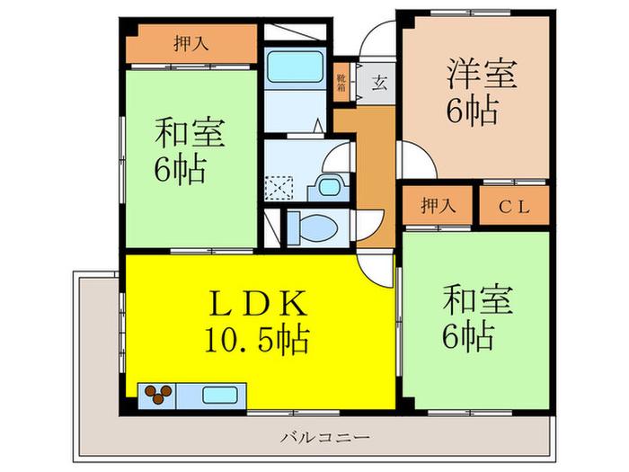 サンパークシャトー(3LDK/3階)の間取り写真