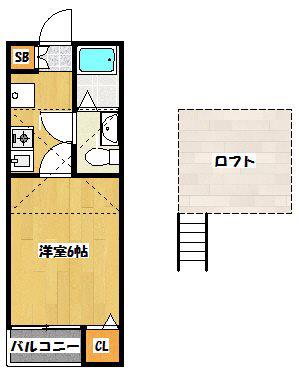 ウエストハイムせんげん台(1K/2階)の間取り写真