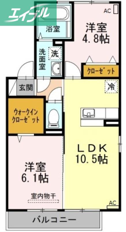 メゾン シュシュ(2LDK/2階)の間取り写真