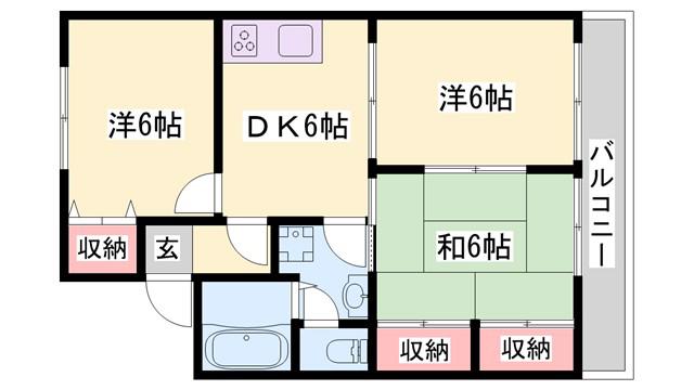 くすの木ハイツIII(3DK/2階)の間取り写真