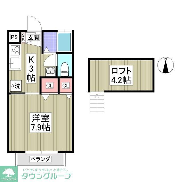 サンヴェール明光(1K/2階)の間取り写真