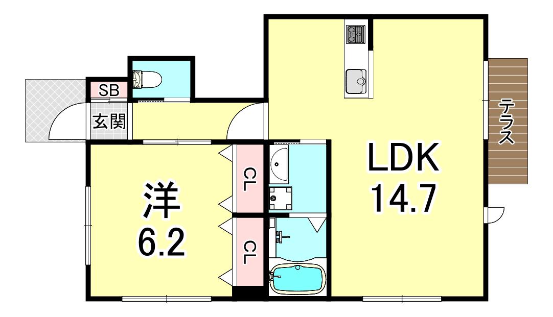 シャーメゾン南多聞台(1LDK/1階)の間取り写真