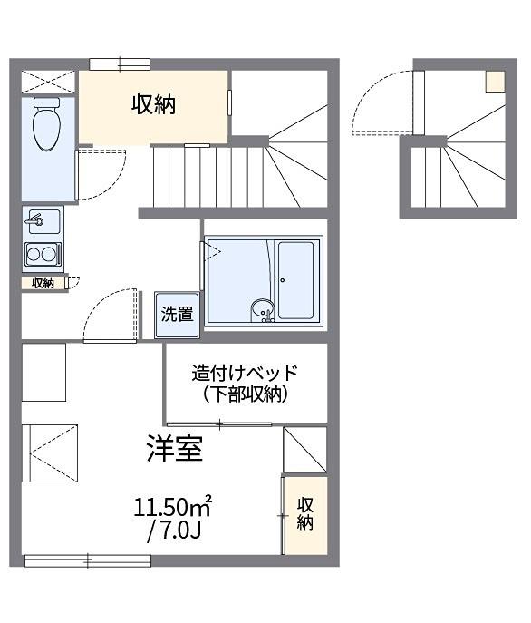 フラッツイン(1K/2階)の間取り写真