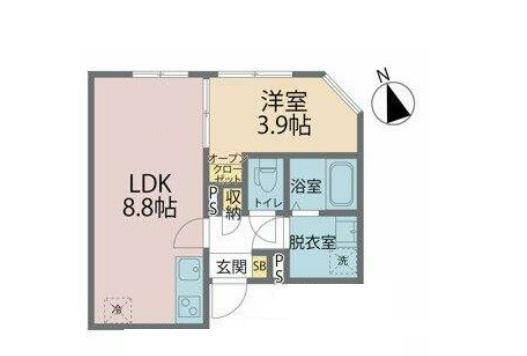 カインドネス東村山諏訪(1LDK/3階)の間取り写真