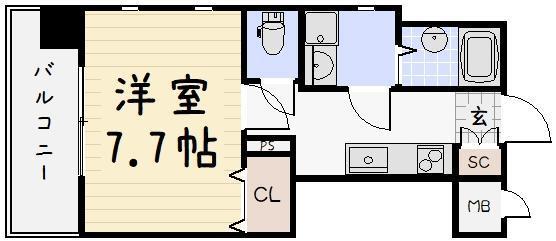 アースコートYSシティ片野新町(1K/2階)の間取り写真