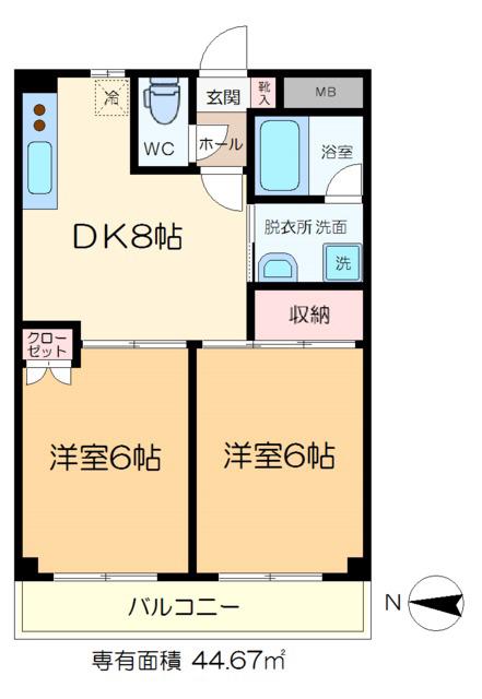 MSDビル(2DK/5階)の間取り写真