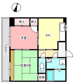 イーストパーク(2DK/2階)の間取り写真