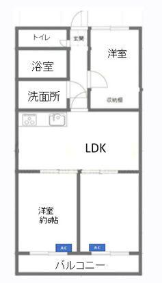 ガーデンヒルズ本庄(2LDK/5階)の間取り写真