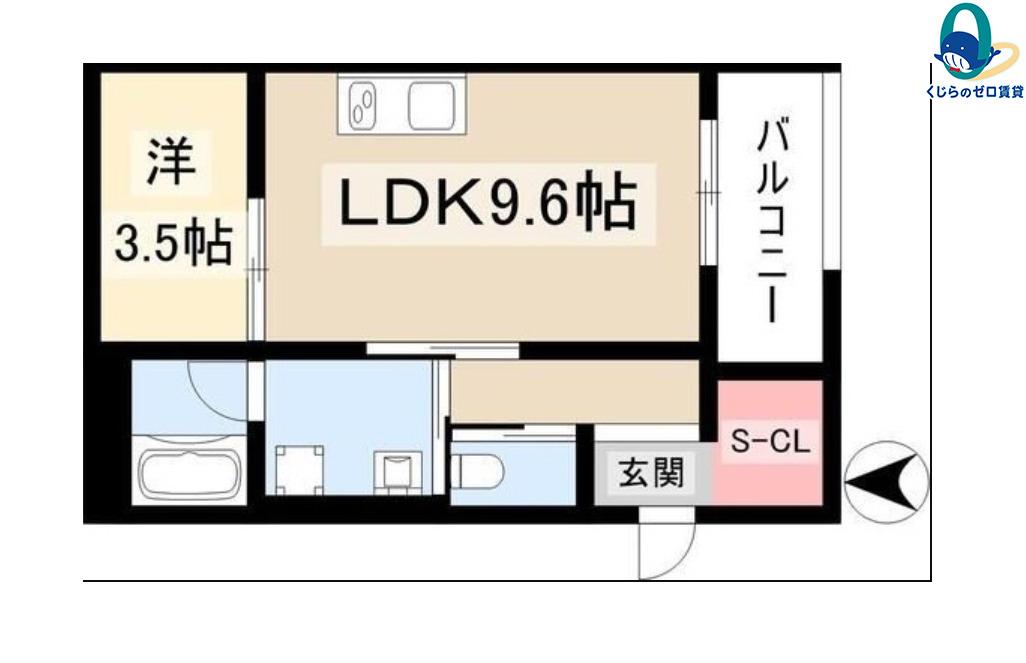 WELLNEST ROOM 名駅南 B棟(1LDK/1階)の間取り写真