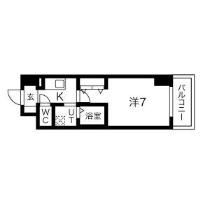 アーバンパーク田辺(1K/8階)の間取り写真