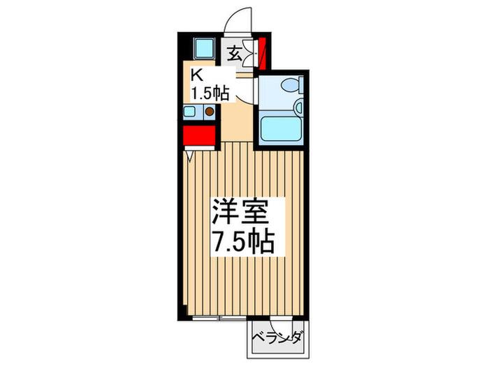 サンロード朝霞(1K/6階)の間取り写真