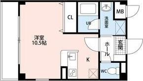 カーバリーハウス(ワンルーム/1階)の間取り写真