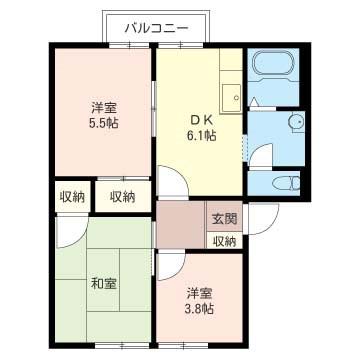 ハイツサンモールII(3DK/2階)の間取り写真