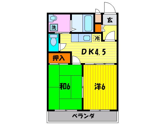 TOWN COURTくすのき(2DK/3階)の間取り写真