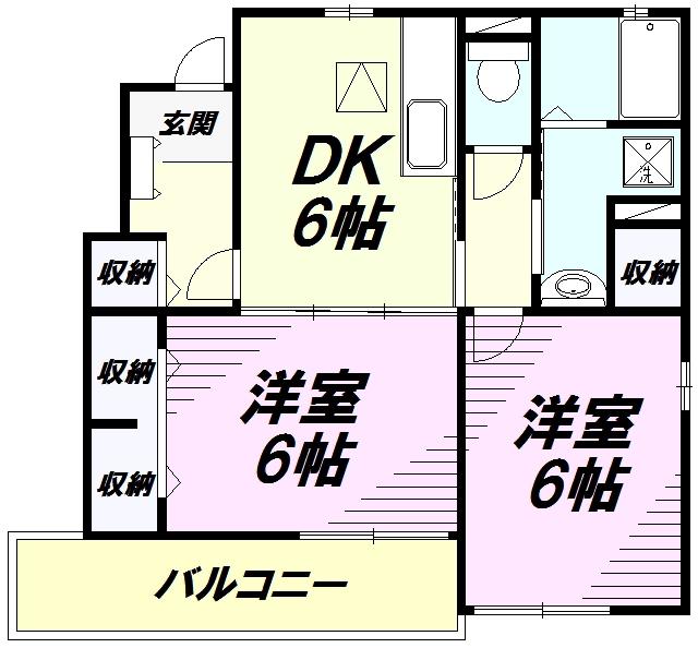 ボニート フィオーレ(2DK/1階)の間取り写真