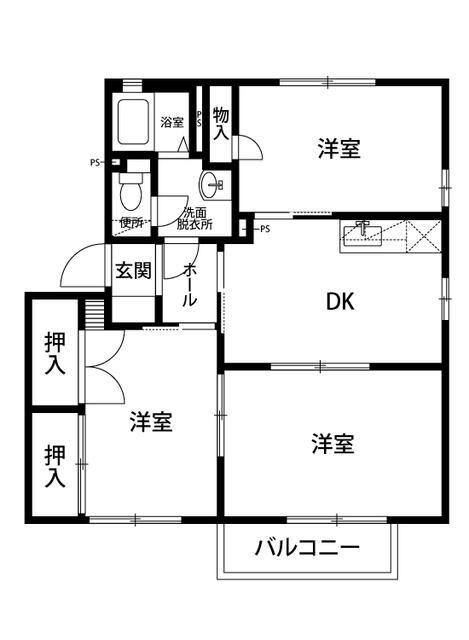 エクセル青木 C(3DK/2階)の間取り写真