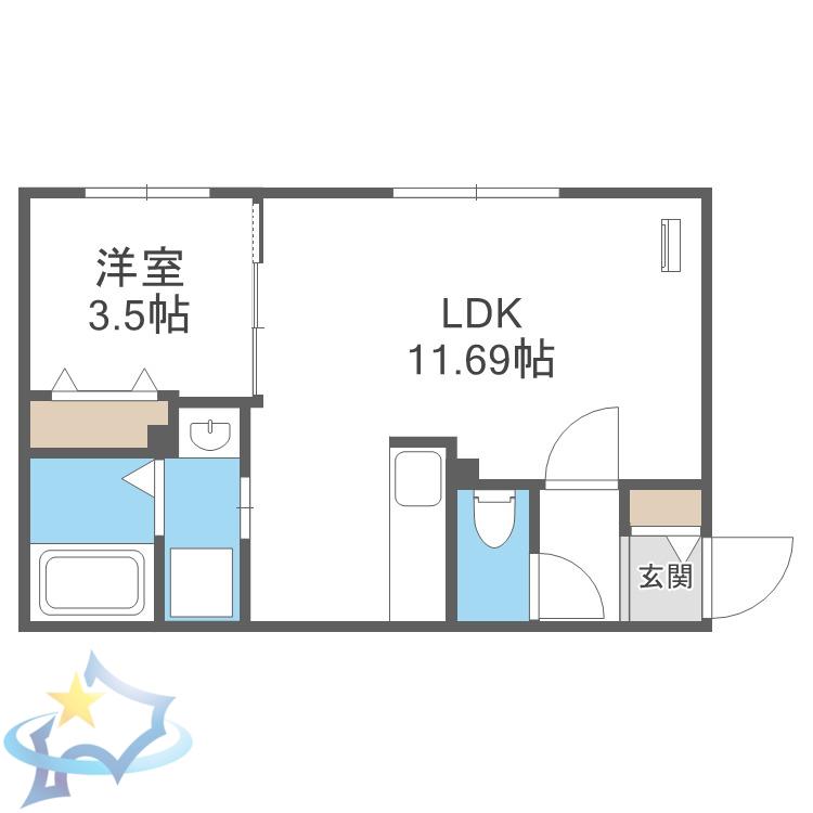 SPARKLE 裏参道(1LDK/4階)の間取り写真