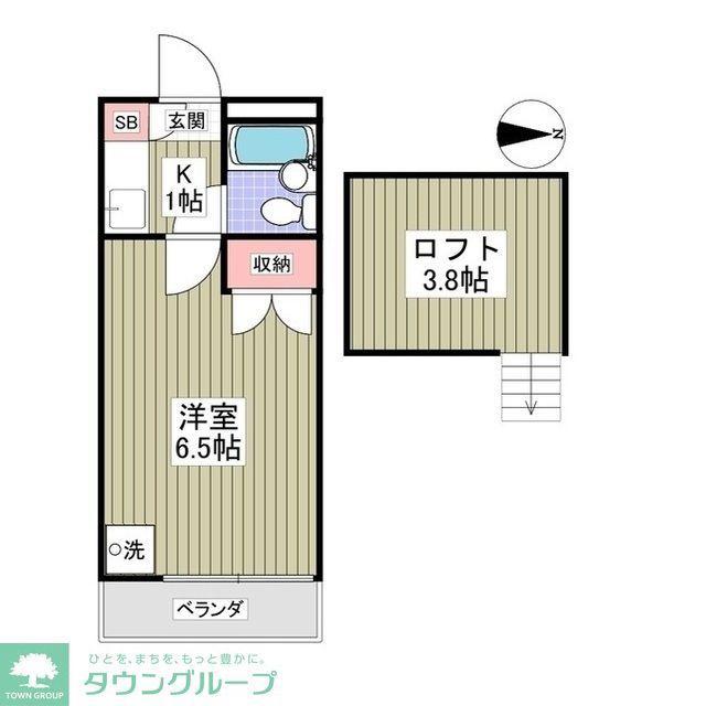 ガザニア(1K/2階)の間取り写真