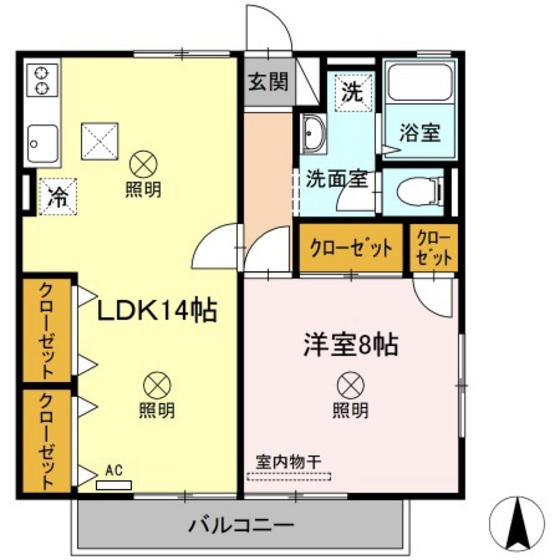 クレマティス(1LDK/1階)の間取り写真