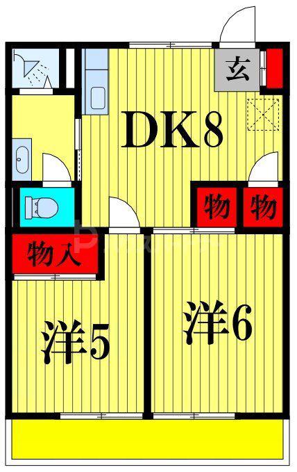 YAK北松戸ビル(2DK/1階)の間取り写真