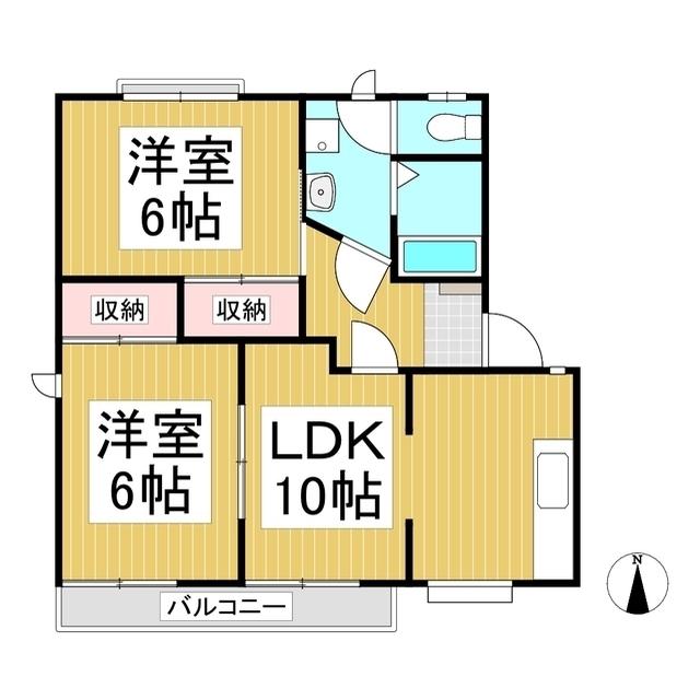 フレグランスフェアリー(2LDK/2階)の間取り写真