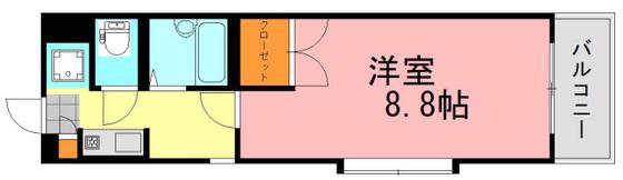ウイル緑井(1K/2階)の間取り写真