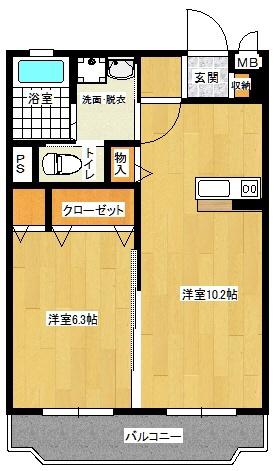 ヒルズ柳川アネックス(1LDK/3階)の間取り写真