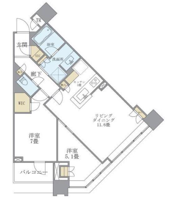 BRILLA TOWERS 目黒ノースレジデンス(2LDK/7階)の間取り写真