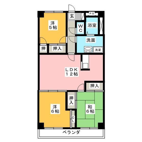 グランシャリオ(3LDK/1階)の間取り写真