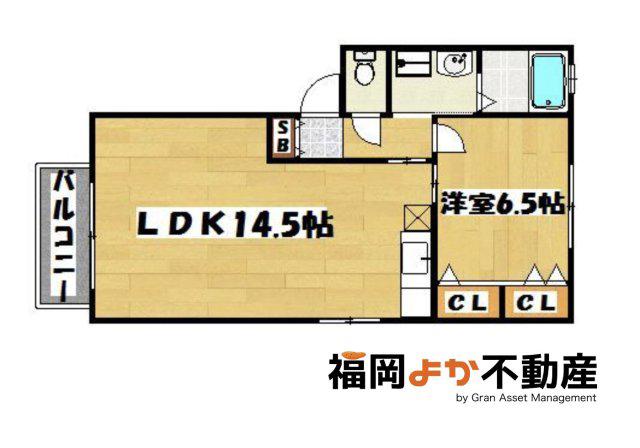 カーサ・リヴィエール(1LDK/2階)の間取り写真