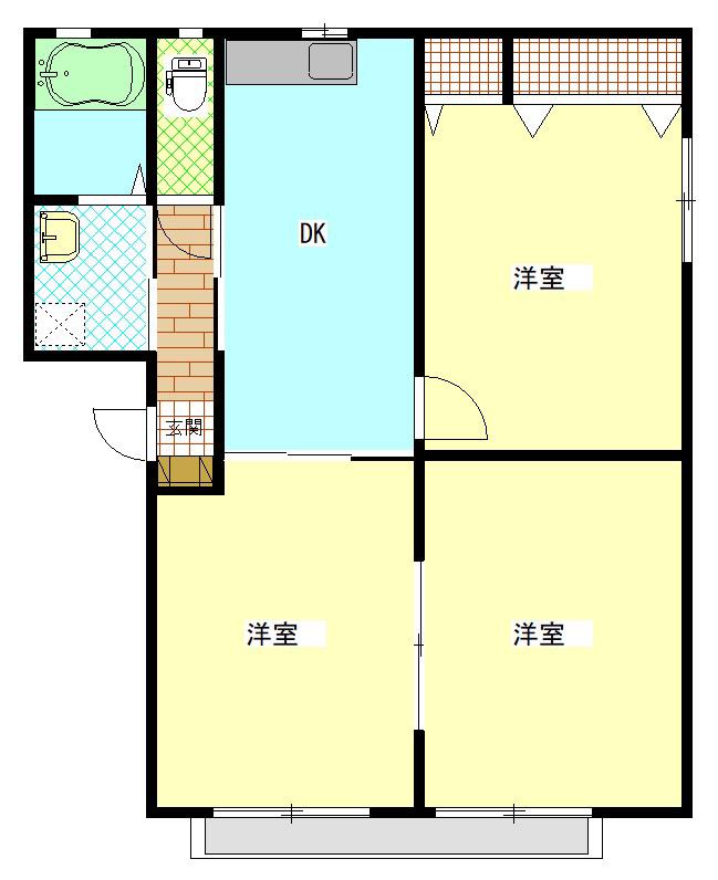 グリーンハイツイシカワ B棟(3DK/2階)の間取り写真