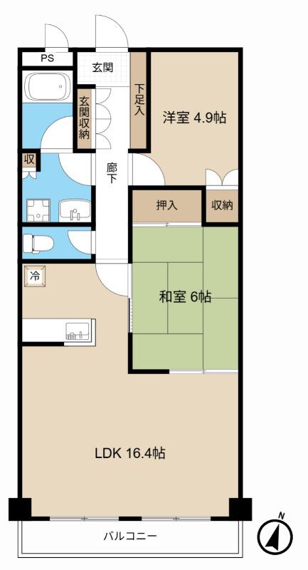 ドミール東大宮(2LDK/2階)の間取り写真