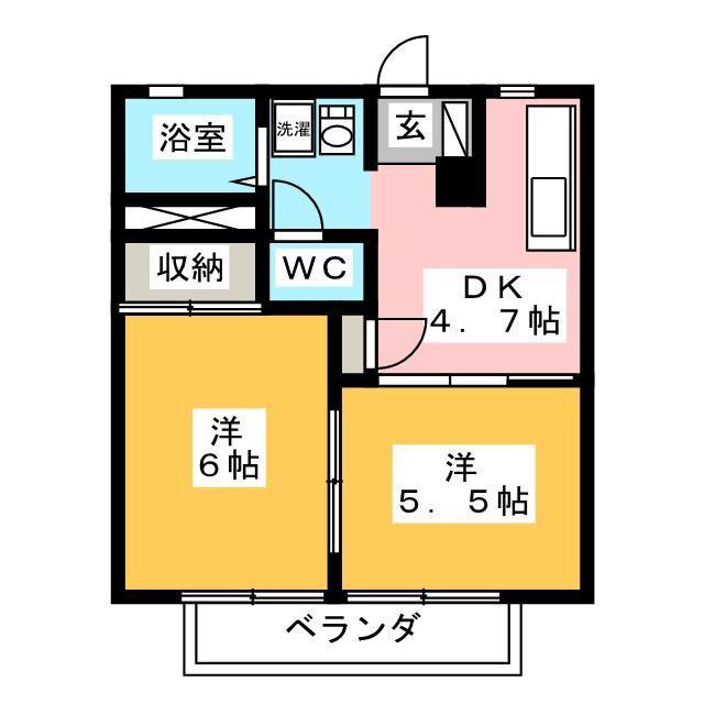 グリーンパストラルA(2DK/2階)の間取り写真